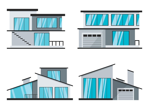 Set di illustrazioni per la facciata della casa