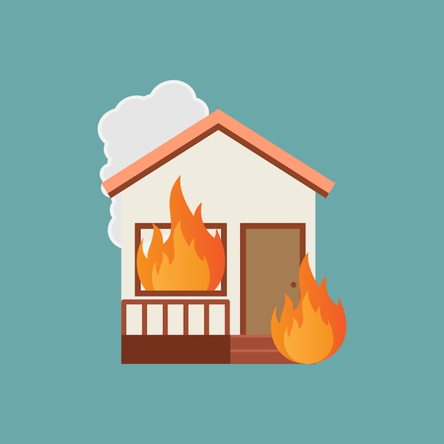 Vector house fire flat design