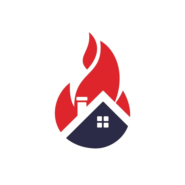 House fire vector logo design template