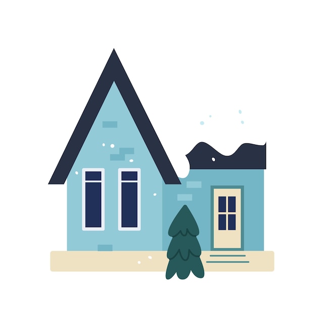 House flat icon Winter home decor Roof snow covered