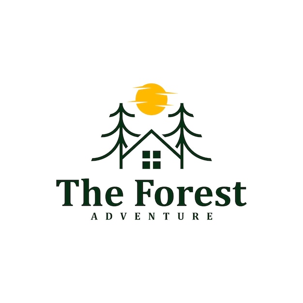 Vector house forest logo design template creative pine house logo vector illustration