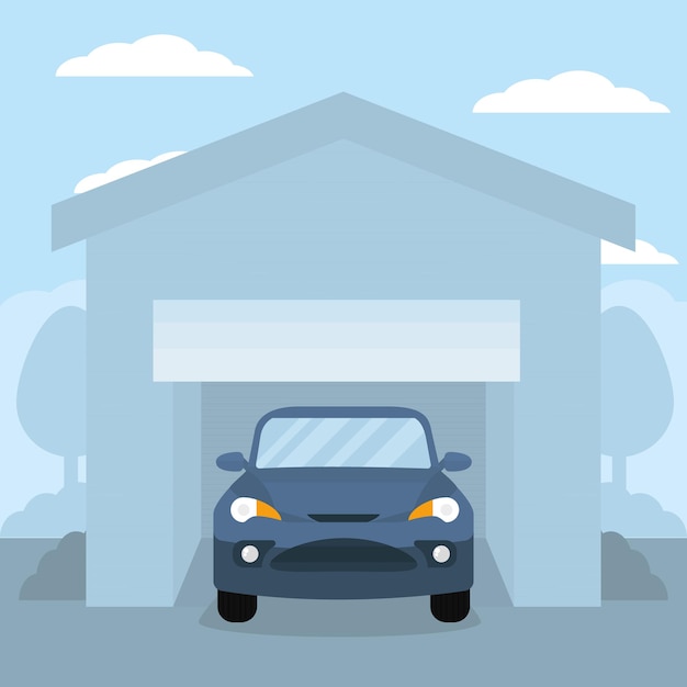 Vector house garage illustration