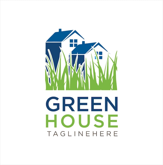 House Grass Logo Design Energiebesparende natuur concept illustratie