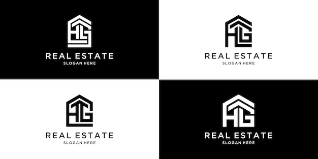 Логотип house group с дизайном начальной буквы hg
