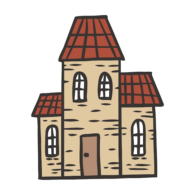 Vector house hand drawn doodle vector illustration