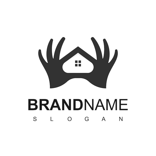 House Hand, Property Care And Real Estate Logo Template