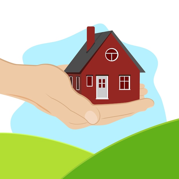 House in hands Vector illustration