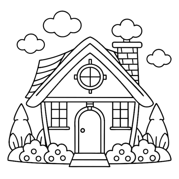 House or Home Coloring page for kids Premium AIgenerated vector