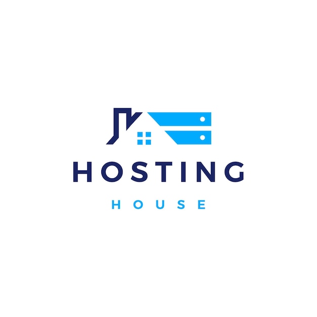 House home hosting server cloud data storage logo vector icon illustration