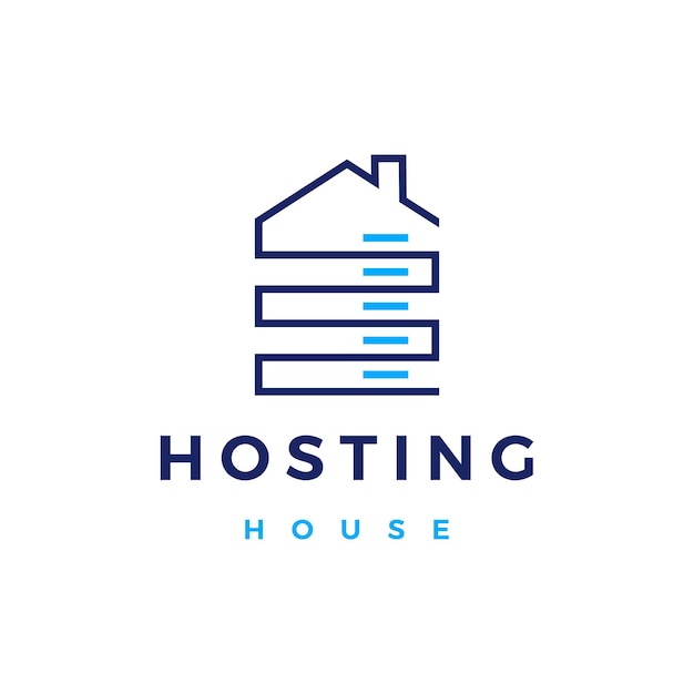 House home hosting server cloud data storage logo vector icon illustration