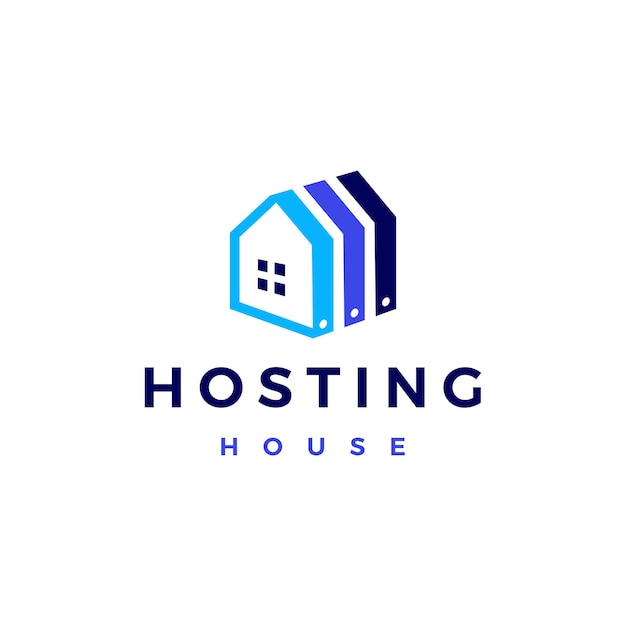 House home hosting server cloud data storage logo vector icon illustration