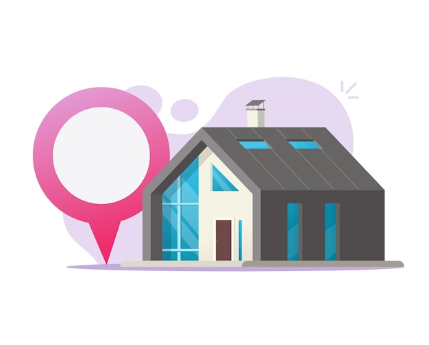 Vector house home location pin pointer marker illustration flat cartoon