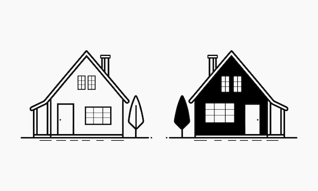 House icon outline vector silhouette home icon line art drawing