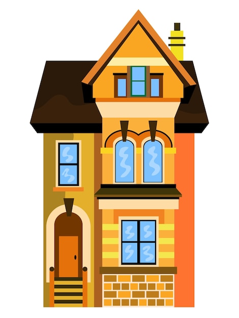 Vector house icon with orange wall