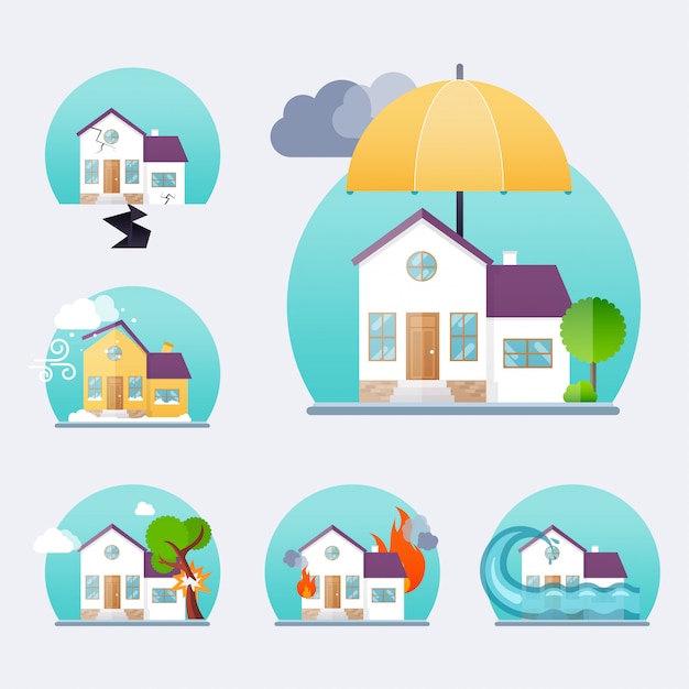 House insurance business service icons template. property insurance. big set house insurance.  concept of insurance.