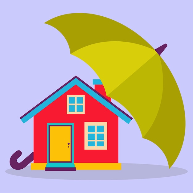 The house is under an umbrella flat vector illustration