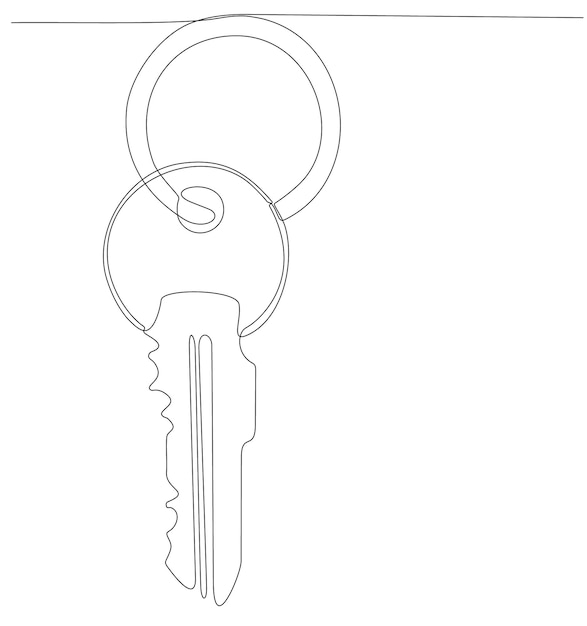 house key continuous line drawing