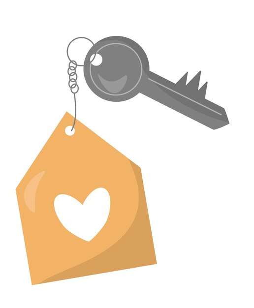 Vector a house key and a heart shaped tag