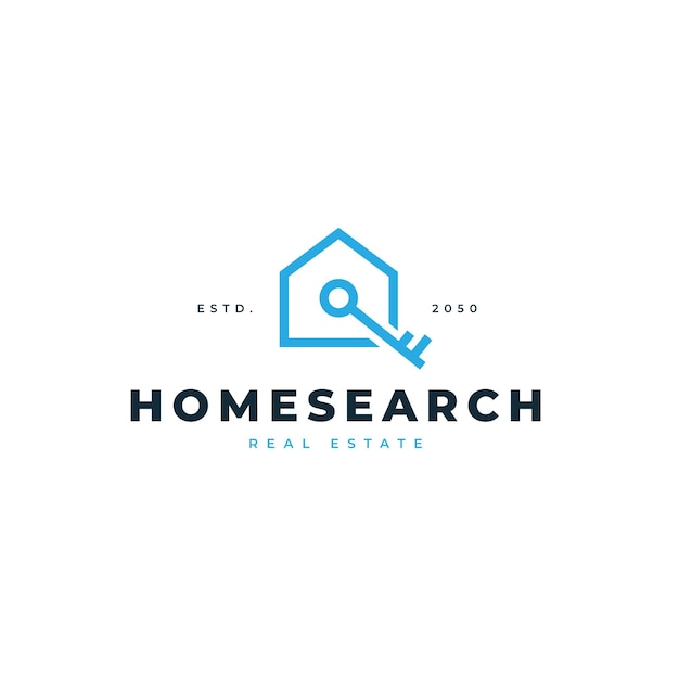 House and key search logo for real estate agent