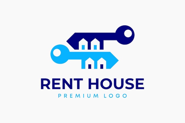 Вектор Ключ от дома с формой дома и дверь дома в аренду логотип премиум вектор