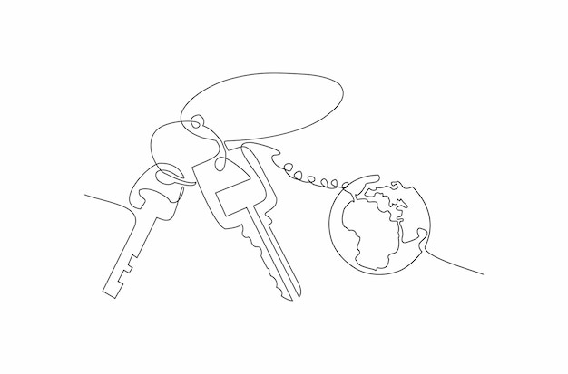 Vector house keychain continuous line drawing vector illustration premium vector