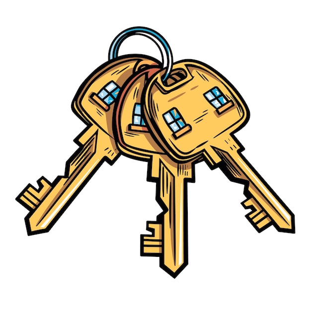 Vector house keys cartoon isolated on transparent background hd png