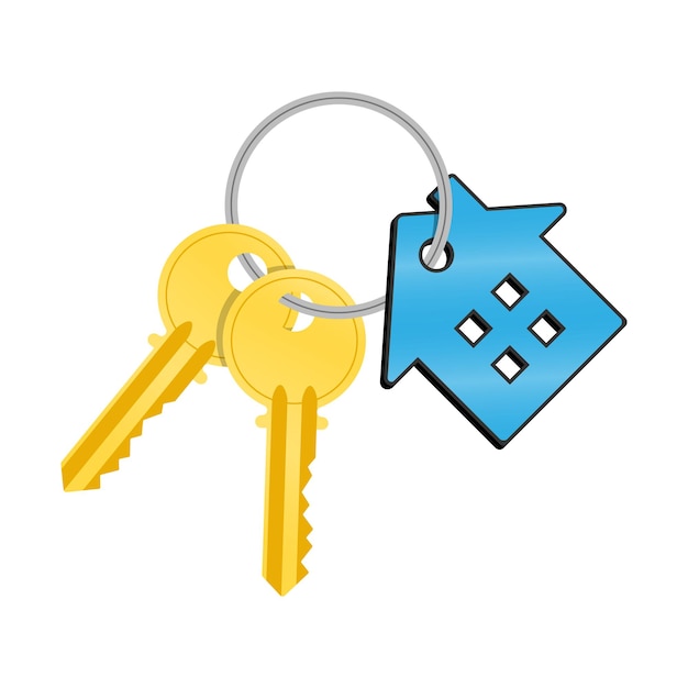 Vector house keys with house shaped keychain