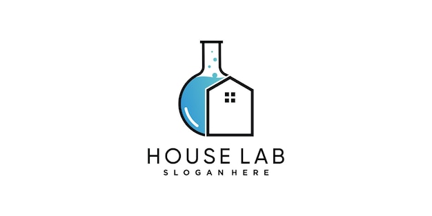 House laboratory logo design with unique concept premium vector