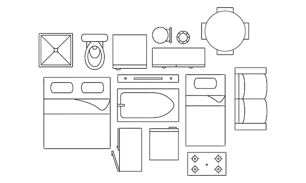 house layout design handdrawn collection