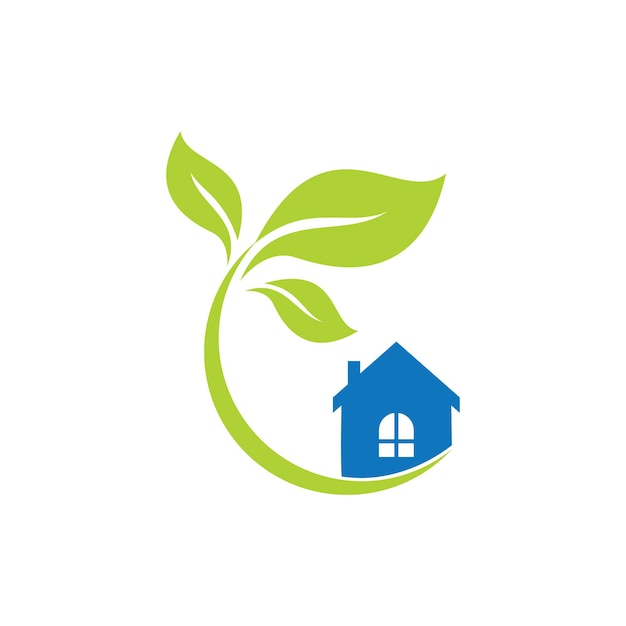 house leaf logo icon vector template