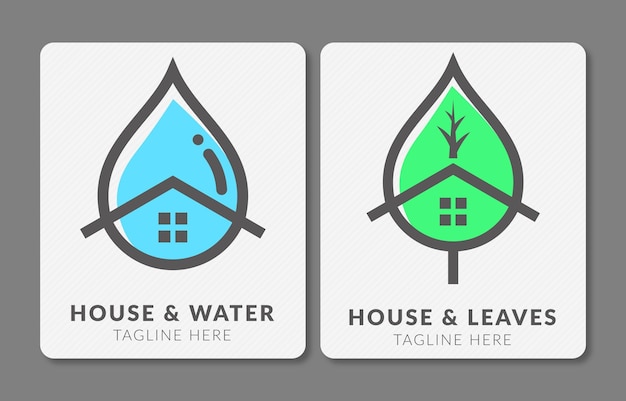 house leaf water vector logo design