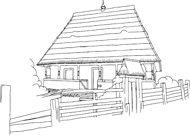 House Line Art, Simple Sketch, Country Side Drawing, Simple Sketch, Minimalist Graphic Vector Design