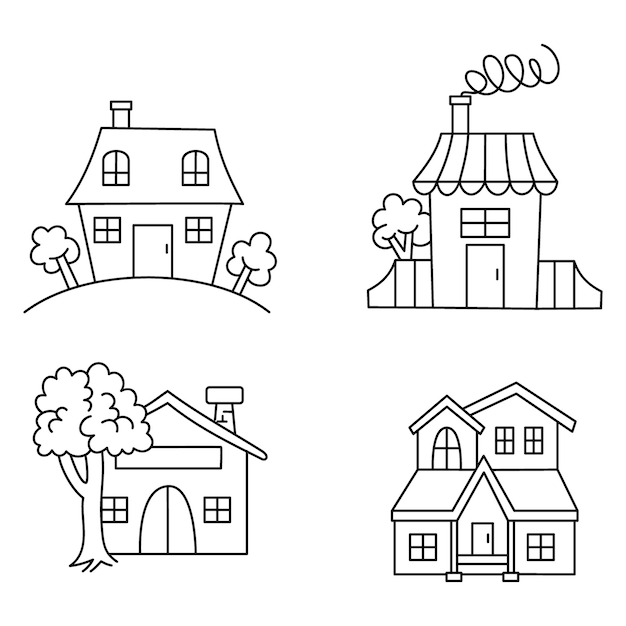 House line art, vector illustration.