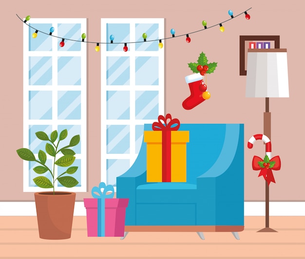 House livingroom with christmas decoration