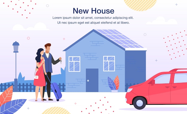 Vector house loan for families flat ad banner