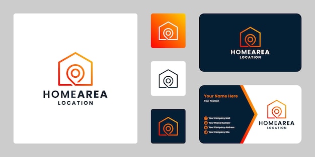 Design del logo dell'area della posizione della casa con modello di biglietto da visita