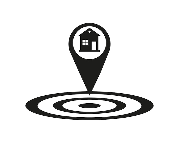 House location icon drop shadow map pointer silhouette symbol real estate pinpoint home nearby vector isolated illustration