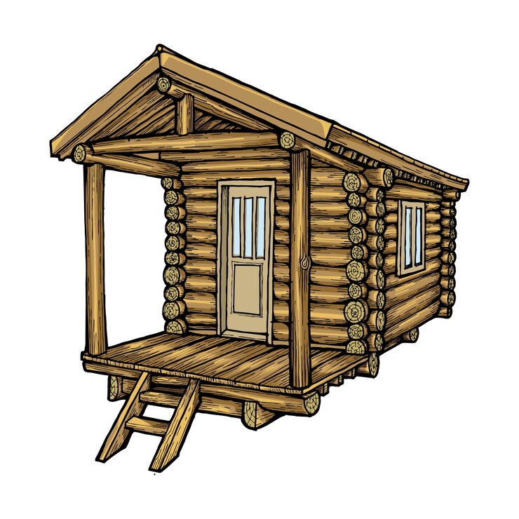 Vector house log in hand drawing