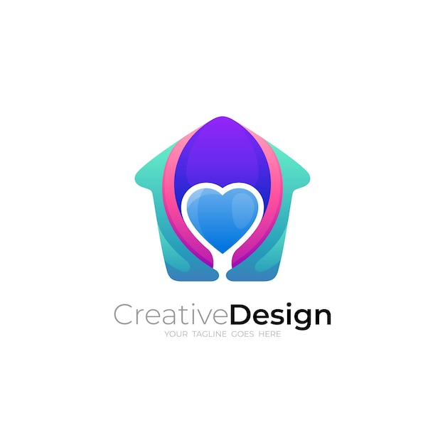 Логотип дома и шаблон дизайна сердца медицинский логотип клиники иконки