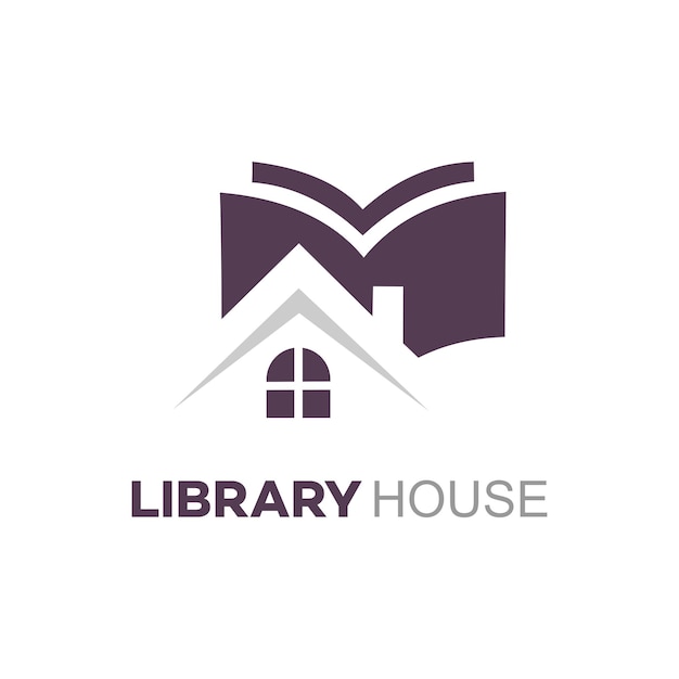 Logo della casa e illustrazione del logo vettoriale del libro