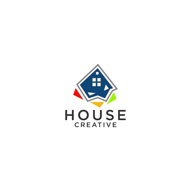 Дом, логотип, цвет, экстерьер, значок, ремонт, современный, дом, вектор украшения, искусство, аннотация