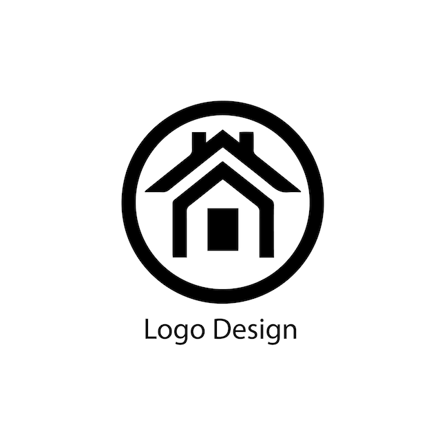 house logo design black simple flat icon on white background