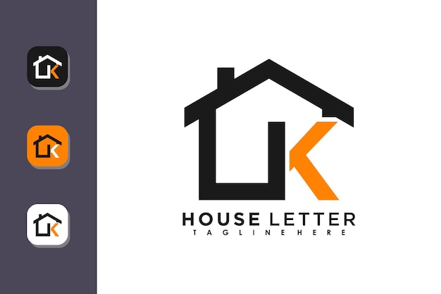 house logo design with letter k vector concept