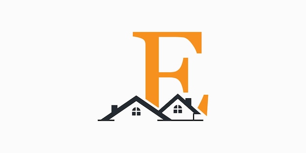 house logo design with letter logo e consept premium vektor