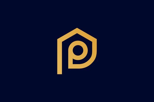 文字 P コンセプトの家のロゴ デザイン