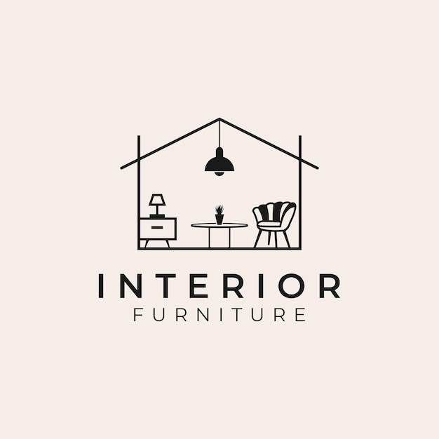 House logo, lamp, drawer shelf, chair home Furniture logo designs concept vector, Furniture logo template