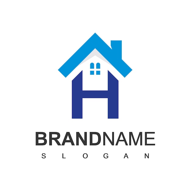 Vector house logo with letter h symbol