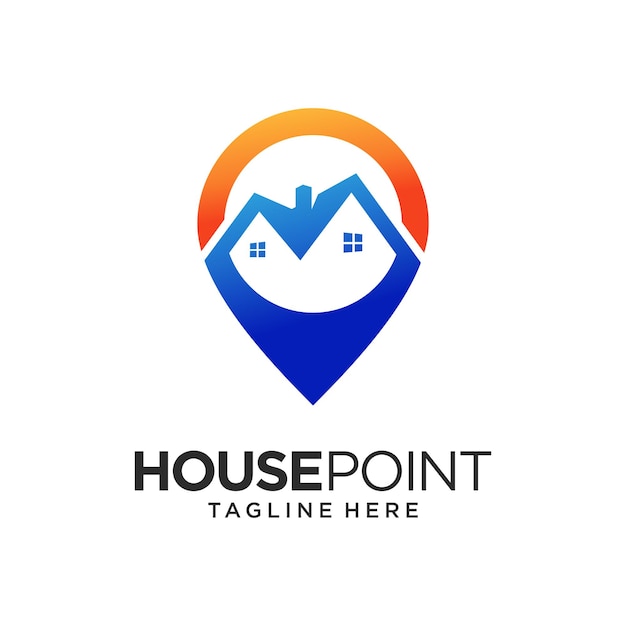 ピンの場所の概念と家のロゴ