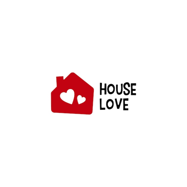 Дом любовь сердце уход дом недвижимость ипотека крыша дымоход логотип вектор значок иллюстрации