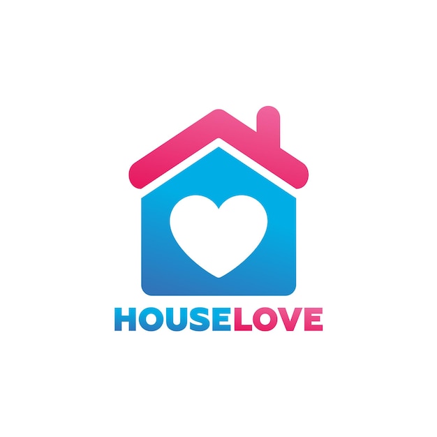 House loveロゴテンプレートデザインベクトル、エンブレム、デザインコンセプト、クリエイティブシンボル、アイコン